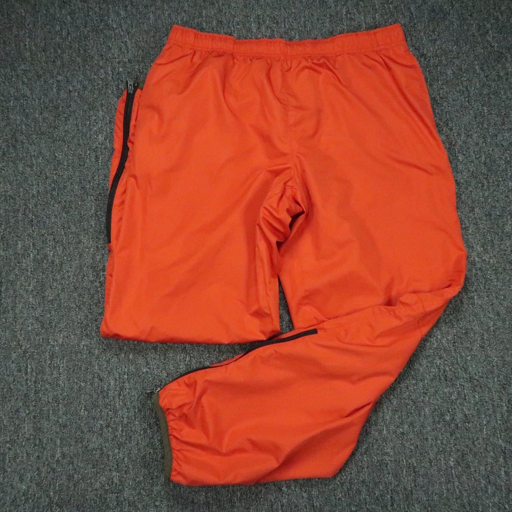 Polo Sport Pants Men Medium Orange Athletic Windbreaker Track Zip Ankle 90s *